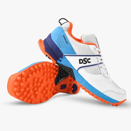 DSC Jaffa Neo Cricket Shoes - White/Blue/Orange (2026) - DSC