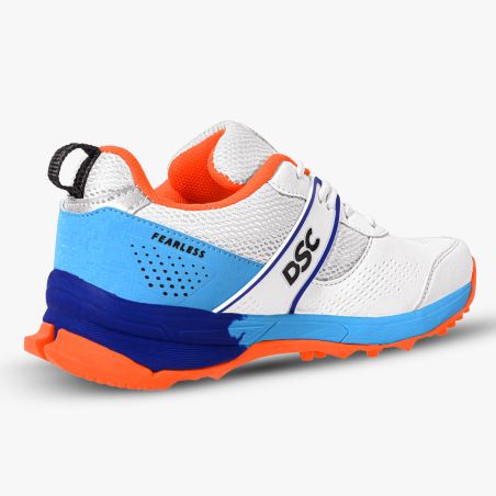 DSC Jaffa Neo Cricket Shoes - White/Blue/Orange (2026)
