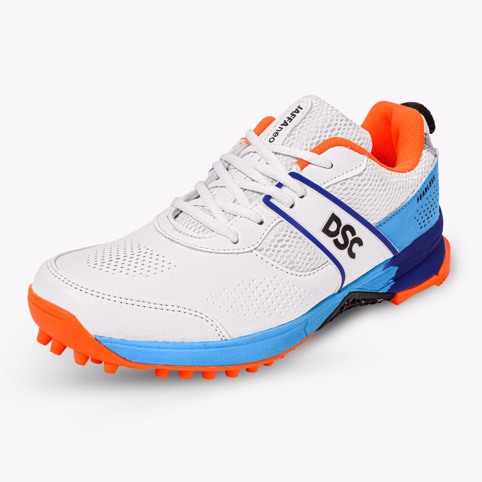 DSC Jaffa Neo Cricket Shoes - White/Blue/Orange (2026) - DSC