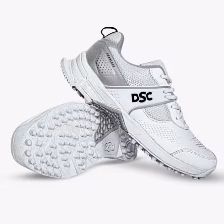 DSC Jaffa Neo Junior Cricket Shoes - White/Silver (2026) - DSC