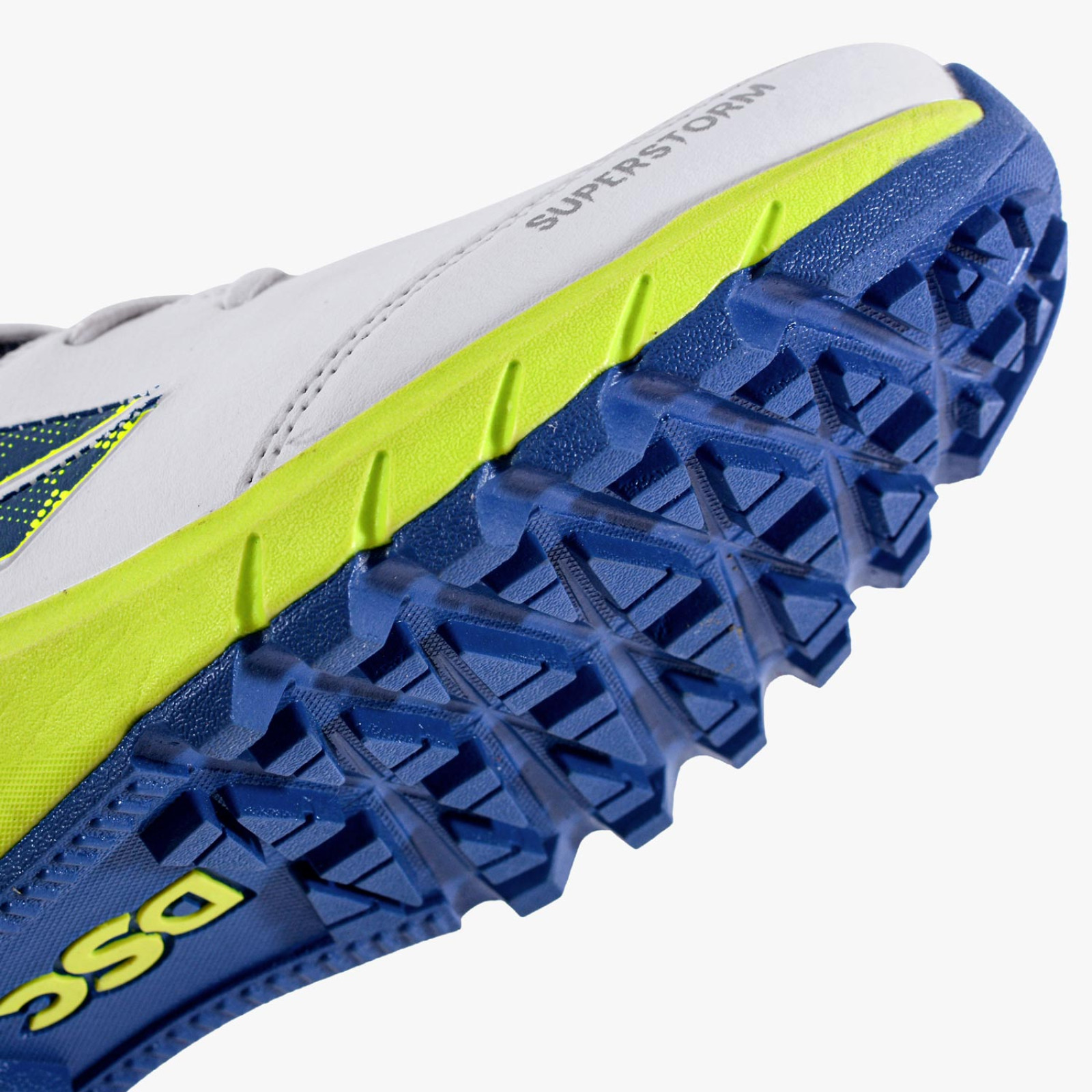 DSC Superstorm Cricket Shoes - White/Yellow/Blue (2026) - DSC