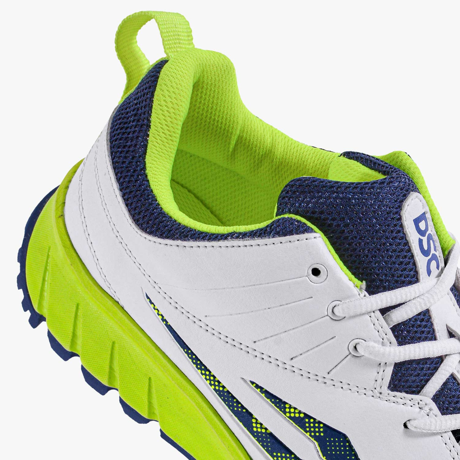 DSC Superstorm Cricket Shoes - White/Yellow/Blue (2026) - DSC