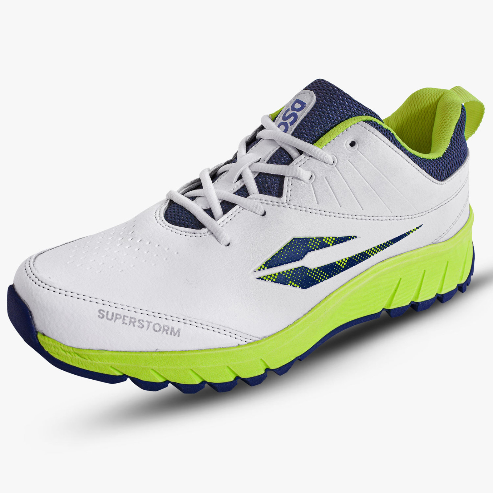 DSC Superstorm Cricket Shoes - White/Yellow/Blue (2026) - DSC