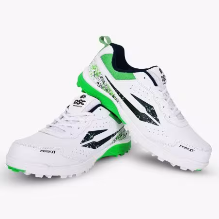 DSC Zooter XT Cricket Shoes - White/Green (2026) - DSC Scarpe