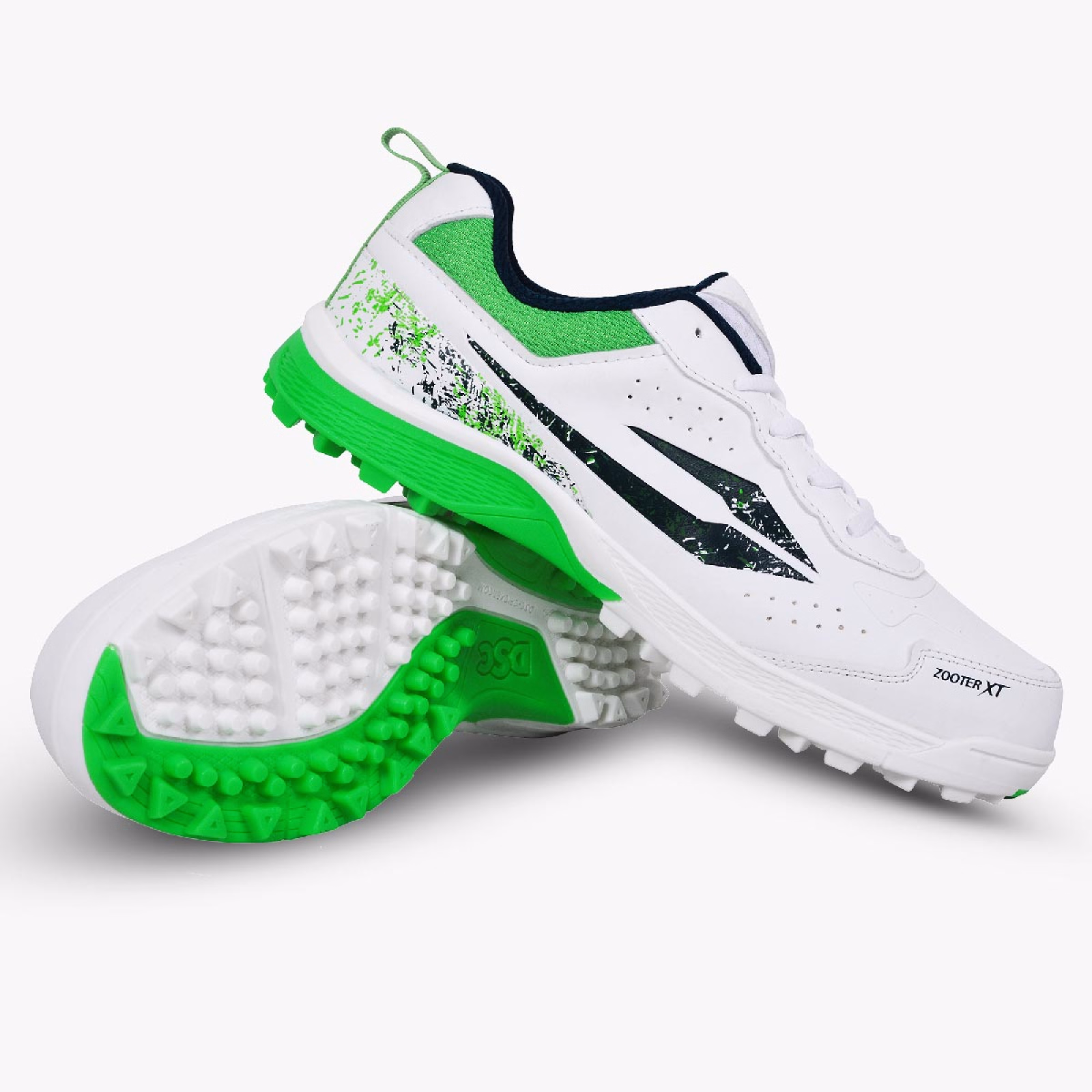 DSC Zooter XT Junior Cricket Shoes - White/Green (2026) - DSC
