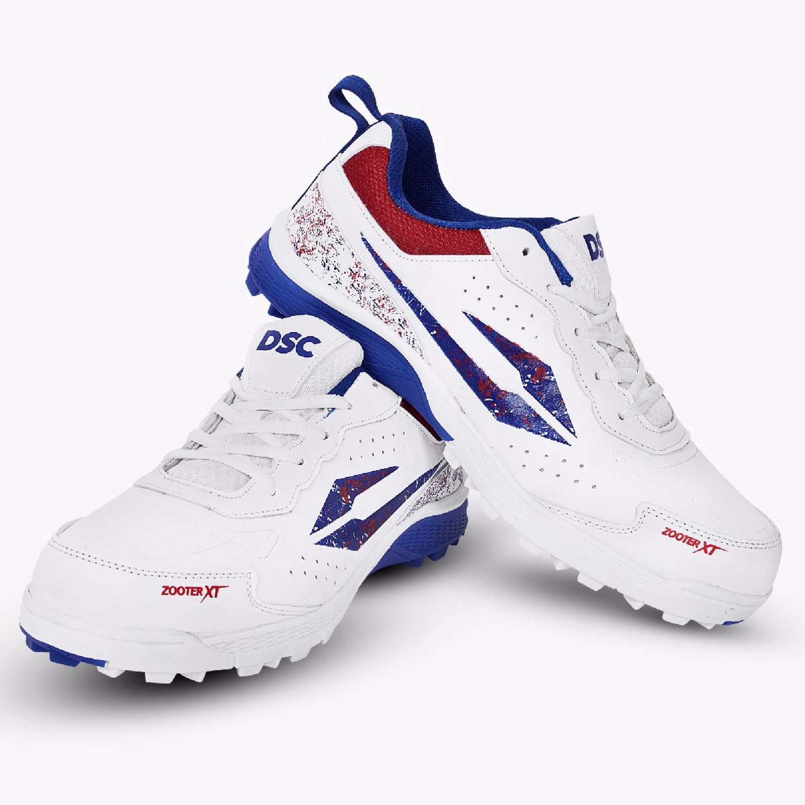 DSC Zooter XT Cricket Shoes - White/Red/Blue (2026) - DSC