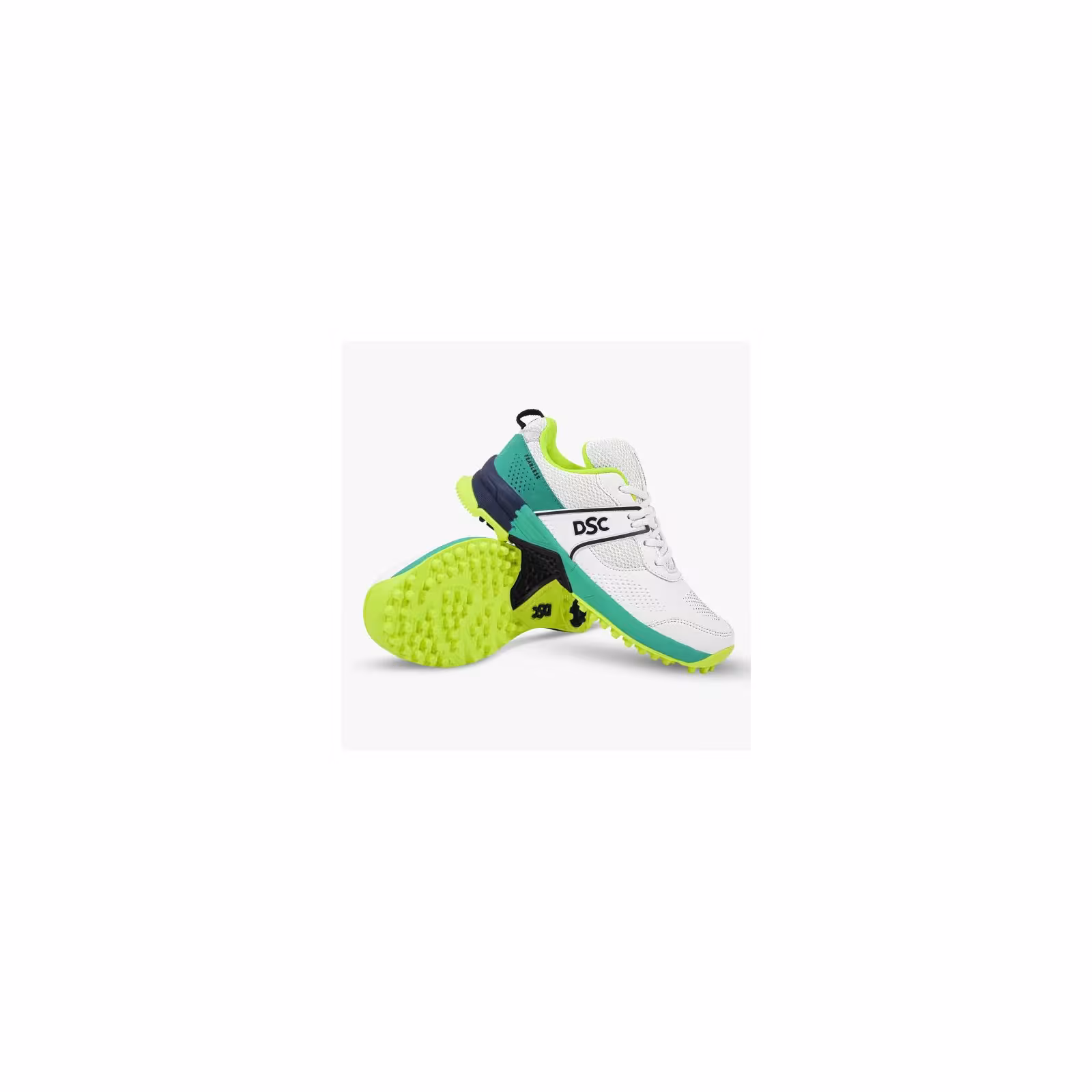 DSC Jaffa Neo Junior Cricket Shoes - White/Green/Yellow (2026) - Image 1 of 3