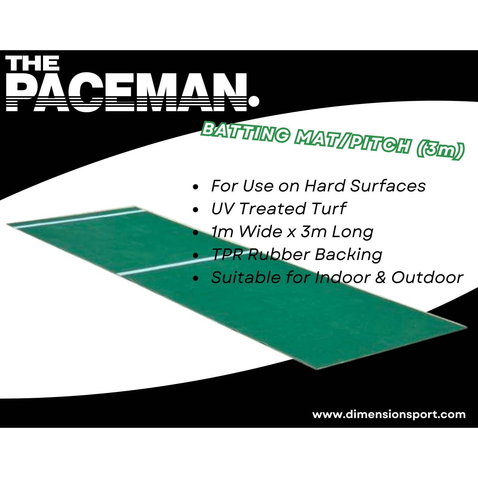 Paceman Batting Mat - Hard Surface Pitch (3m) - 