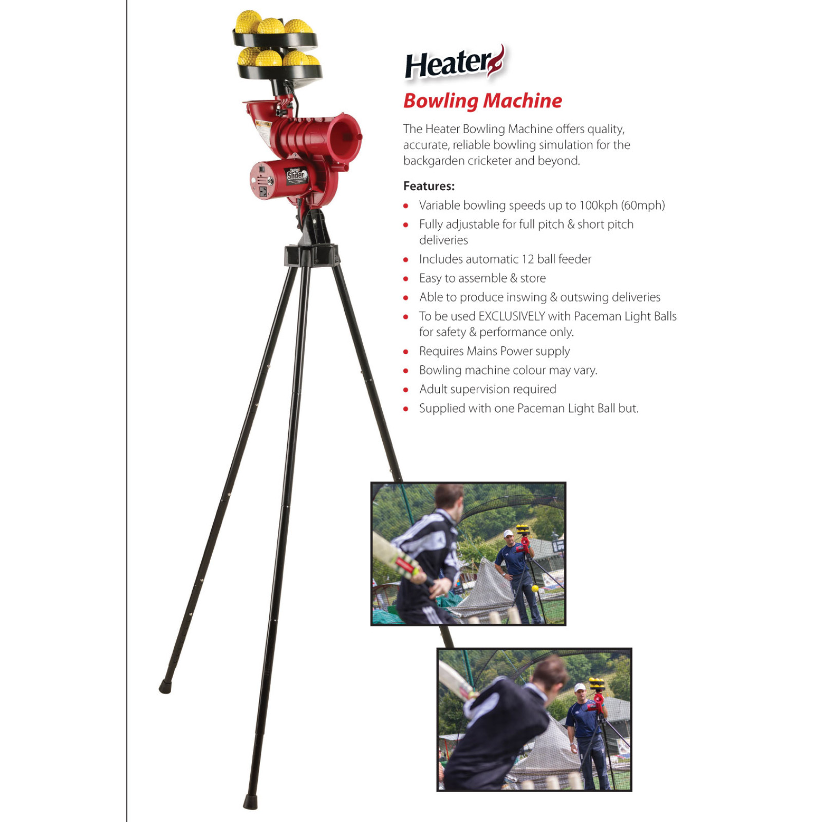 Heater Slider Plus Cricket Bowling Machine (includes 13 balls) - Heater Slider Plus Cricket Bowling Machine (includes 13 balls) 