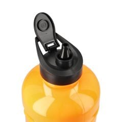 Osaka Giga Water Bottle in Orange Tiger, close-up of the black flip-top lid opened to show the drinking spout