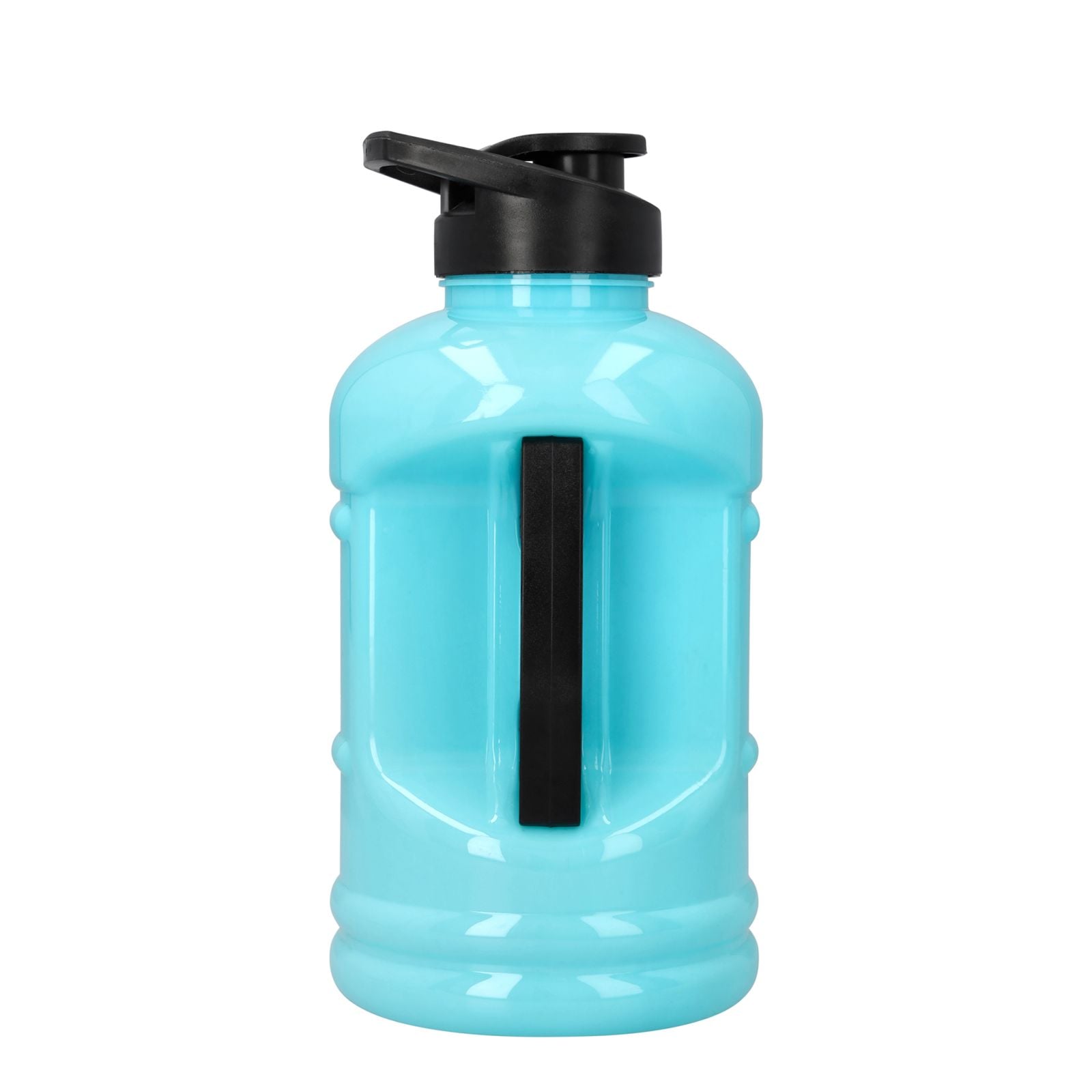 Osaka Giga Water Bottle - Blue Topaz (2026/27) - Osaka Giga Water Bottle in Blue Topaz, viewed from the handle side, showing black grip handle and black flip-top lid