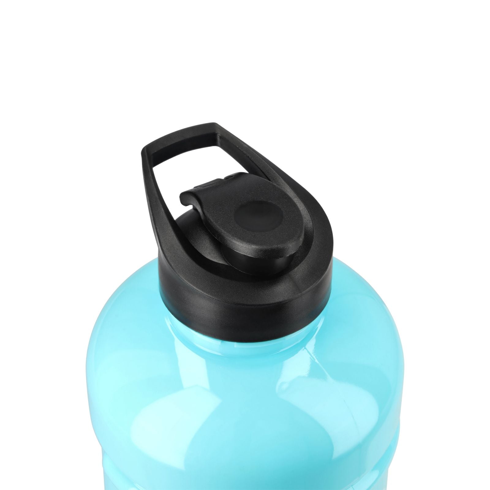 Osaka Giga Water Bottle - Blue Topaz (2026/27) - Osaka Giga Water Bottle in Blue Topaz, close-up of the black screw lid with carry loop and flip-top spout cap