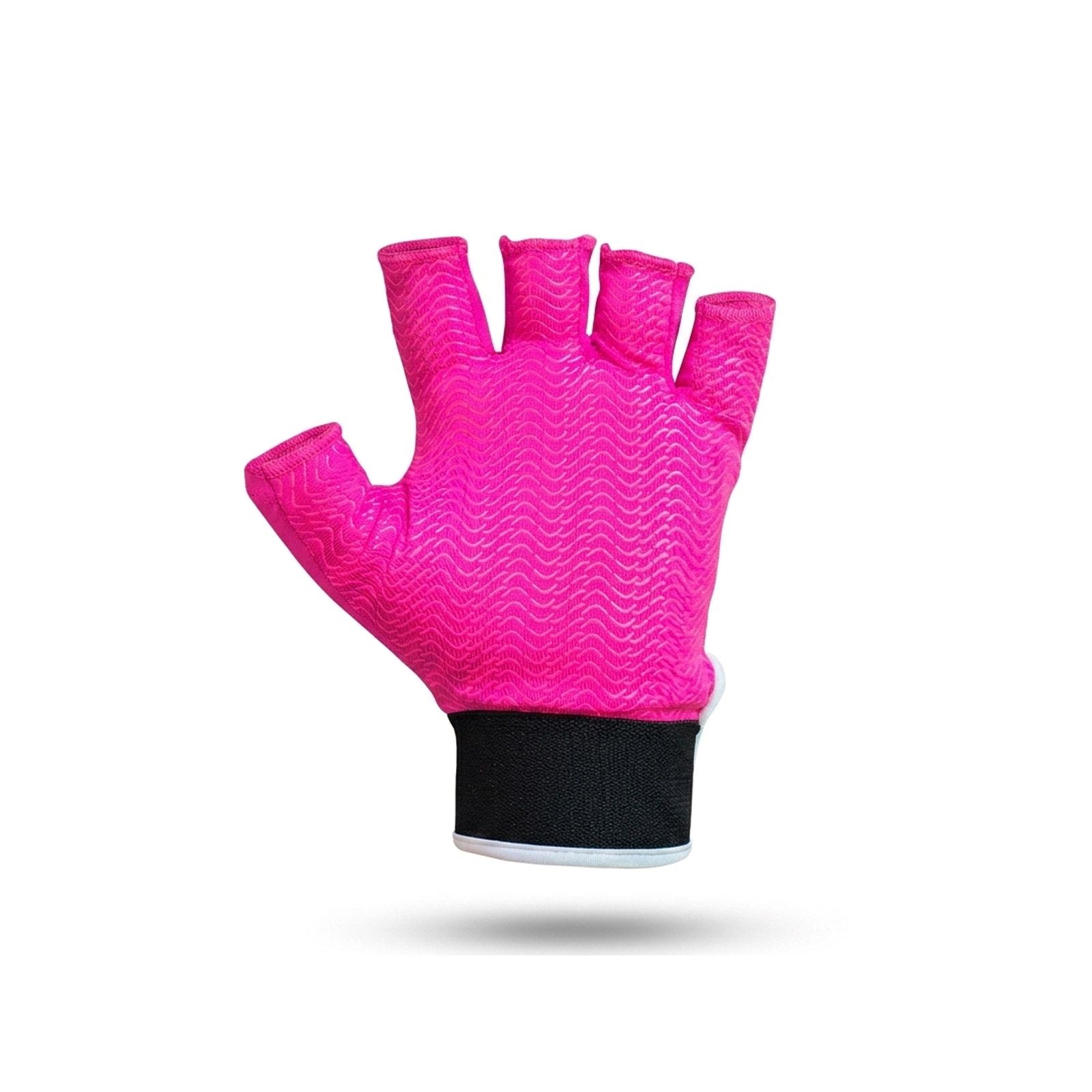 Mercian Genesis Player Glove - Pink - Mercian Genesis Player Glove in pink, palm view showing wavy grip texture, open fingertips and black wrist strap.