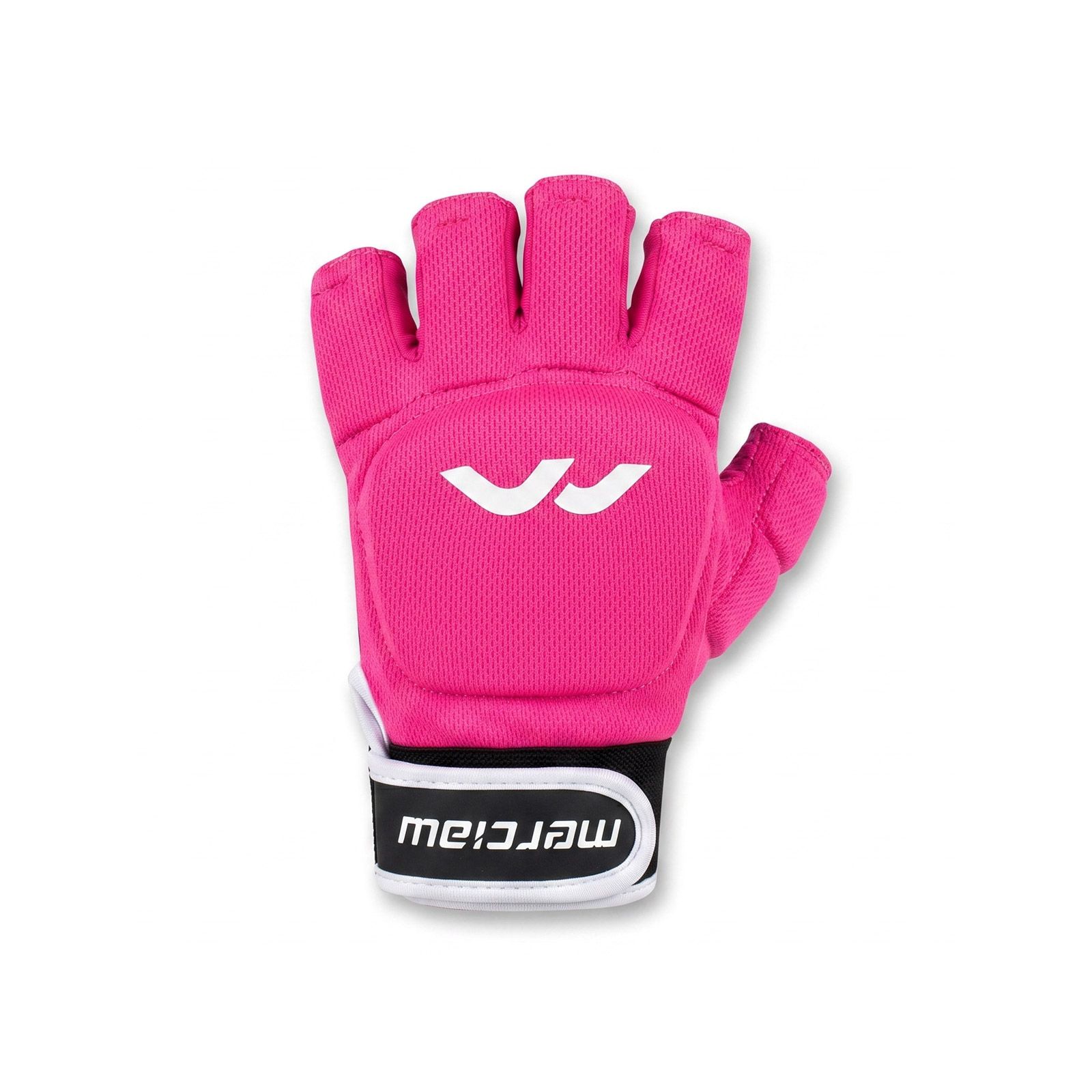 Mercian Genesis Player Glove - Pink - Mercian Genesis Player Glove in pink, back-of-hand view with padded fingers, white logo and black wrist strap