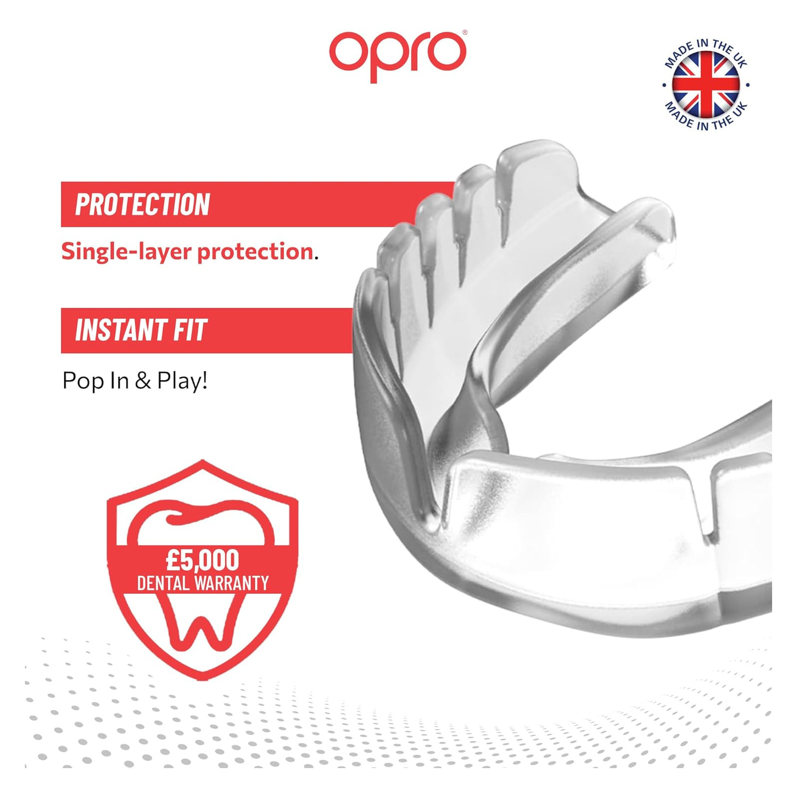 Opro Snap-Fit Junior Mouthguard - Clear - Hockey Mouthguards