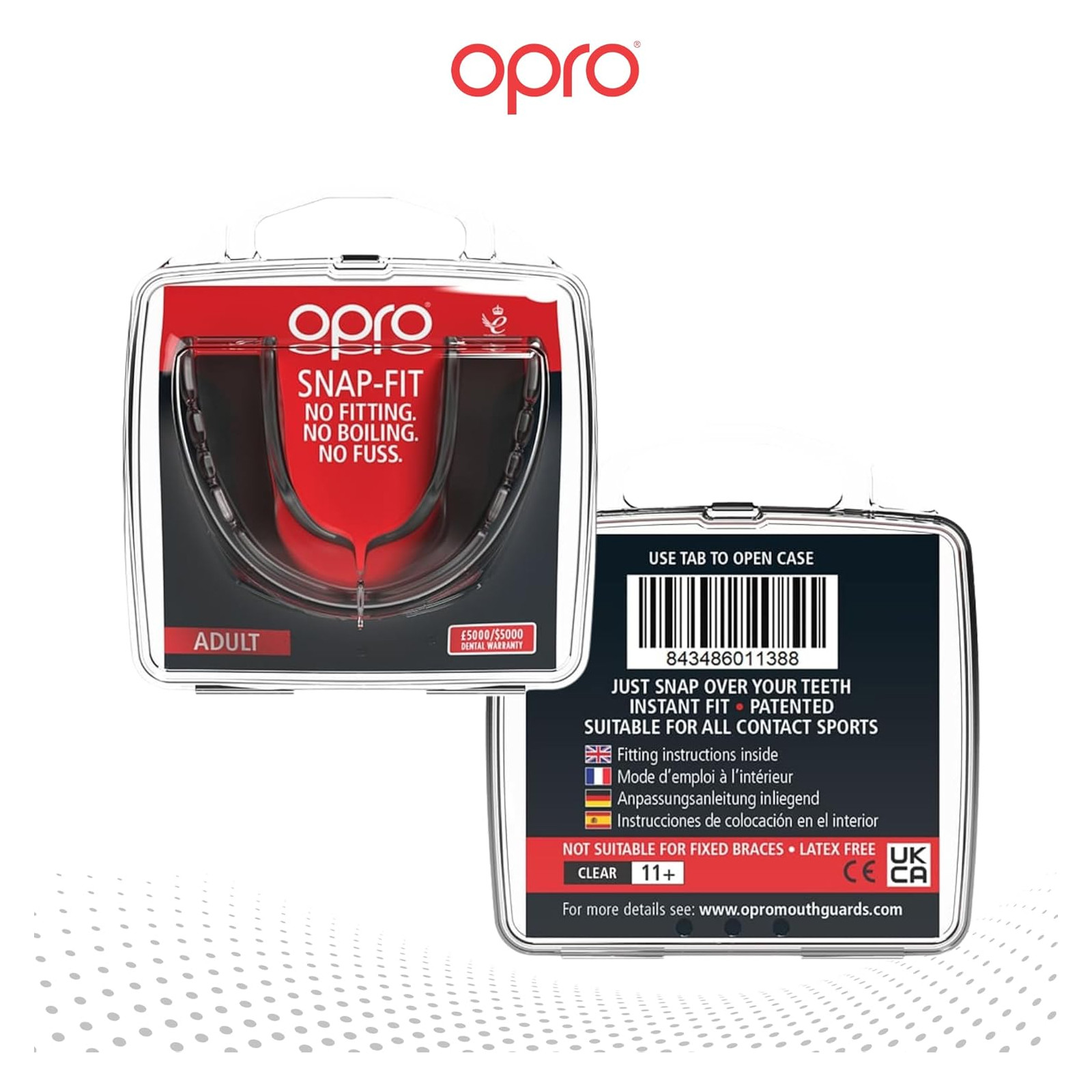 Opro Snap-Fit Adult Mouth Guard - Clear - Hockey Mouthguards