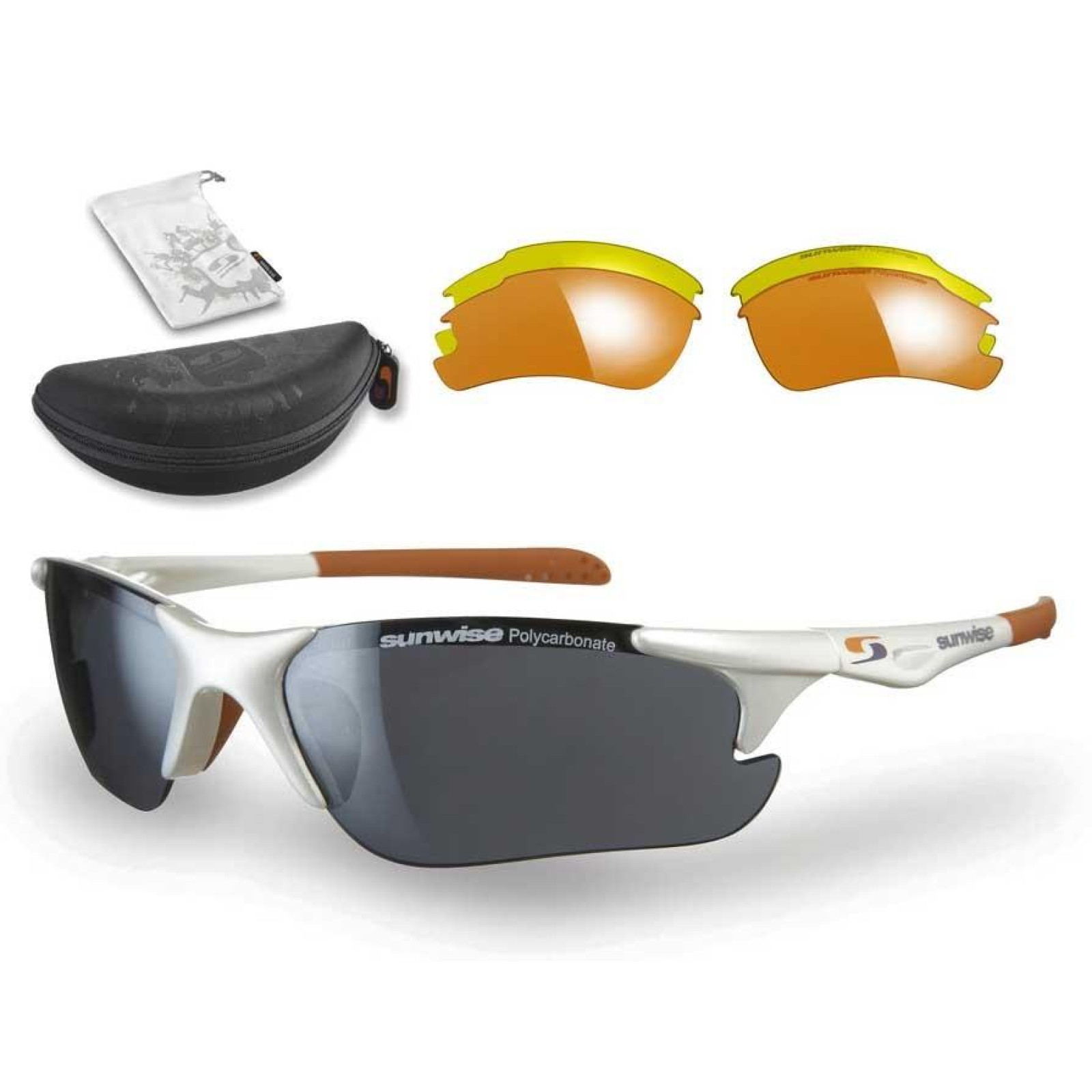 Sunwise Twister Interchangeable Sunglasses (White) - Sunwise Twister verwisselbare zonnebril (wit) + GRATIS koffer -