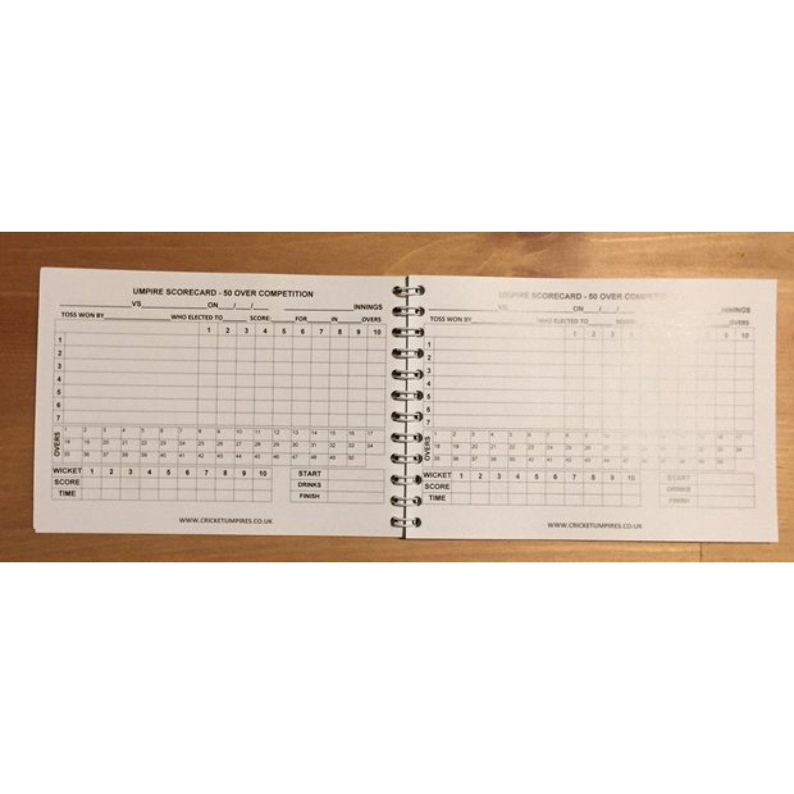 Wirebound 50 Over Cricket Umpires Match Cards (pack of 100) - Wirebound 50 Over Cricket Umpires Match Cards (pack of 100) - Wire