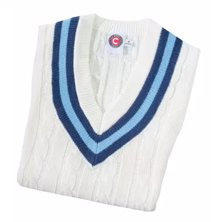 Hunts County Sleeveless Cricket Slipover - Navy/Sky