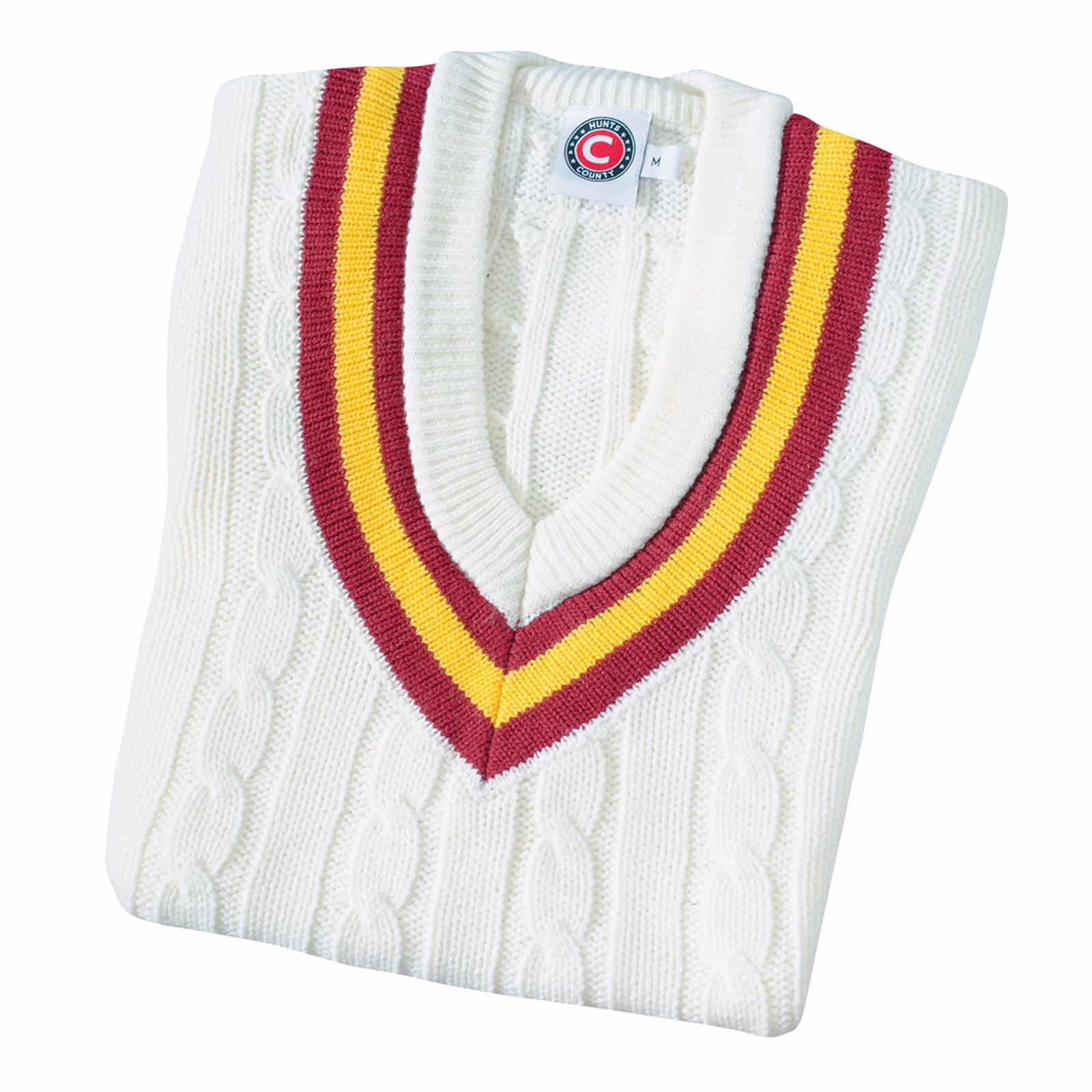 Hunts County Sleeveless Junior Cricket Slipover - Maroon/Gold