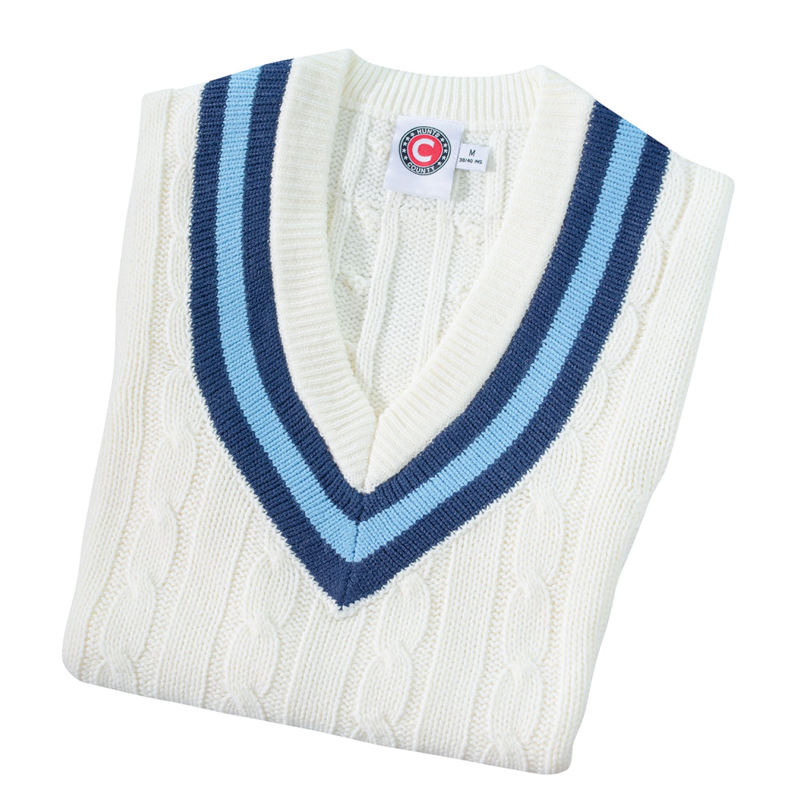 Hunts County Long Sleeve Cricket Sweater - Navy/Sky - Hunts County Cricket Sweater - Navy/Sky