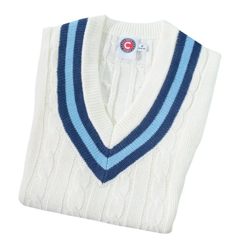 Hunts County Cricket Sweater - Navy/Sky
