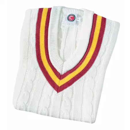 Hunts County Long Sleeve Cricket Sweater - Maroon/Gold