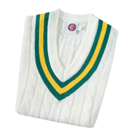 Chandail de cricket Hunts County - Vert / Or - Cavaliers de