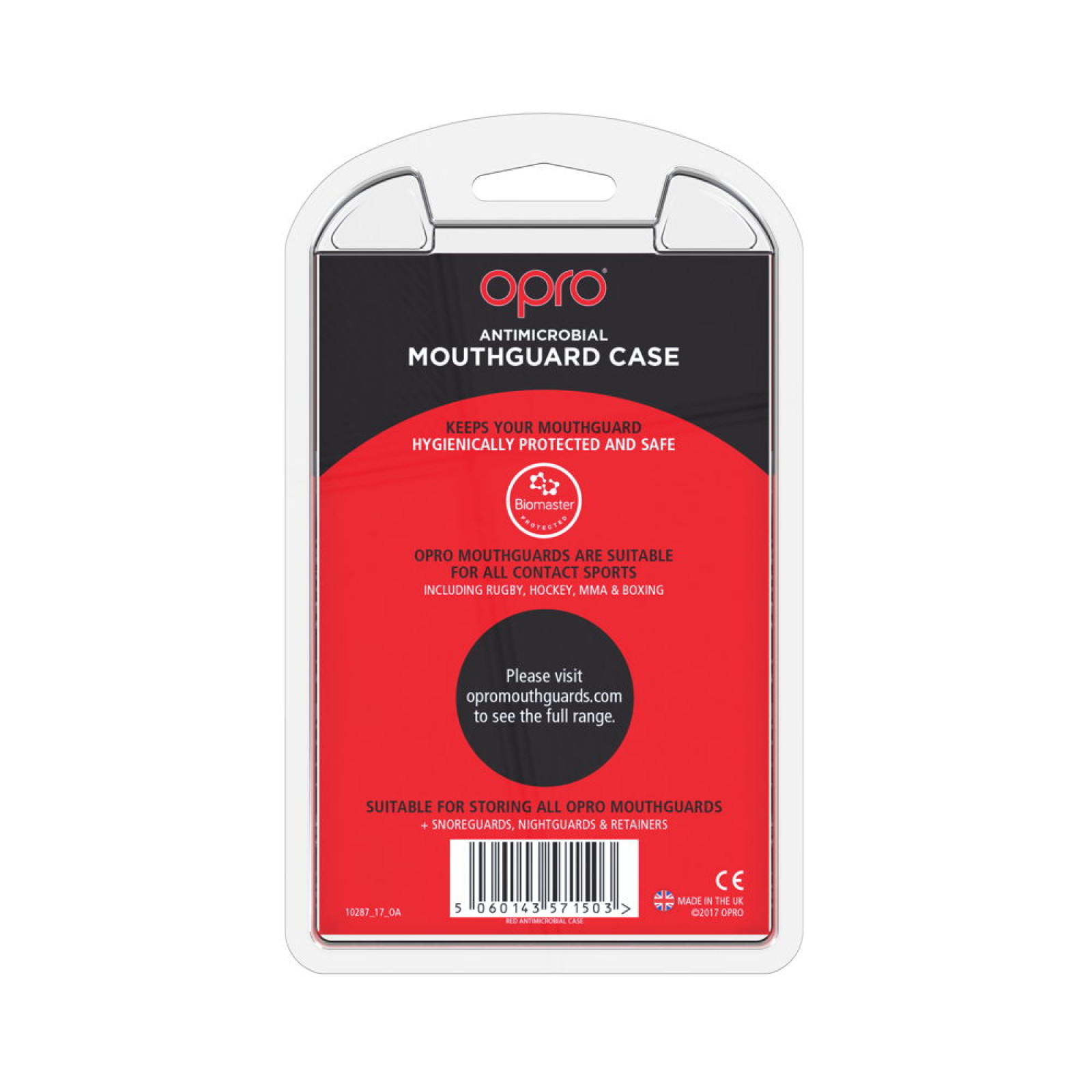 OPRO Self-Fit GEN4 Anti-Microbial Mouthguard Case - Red - Back View