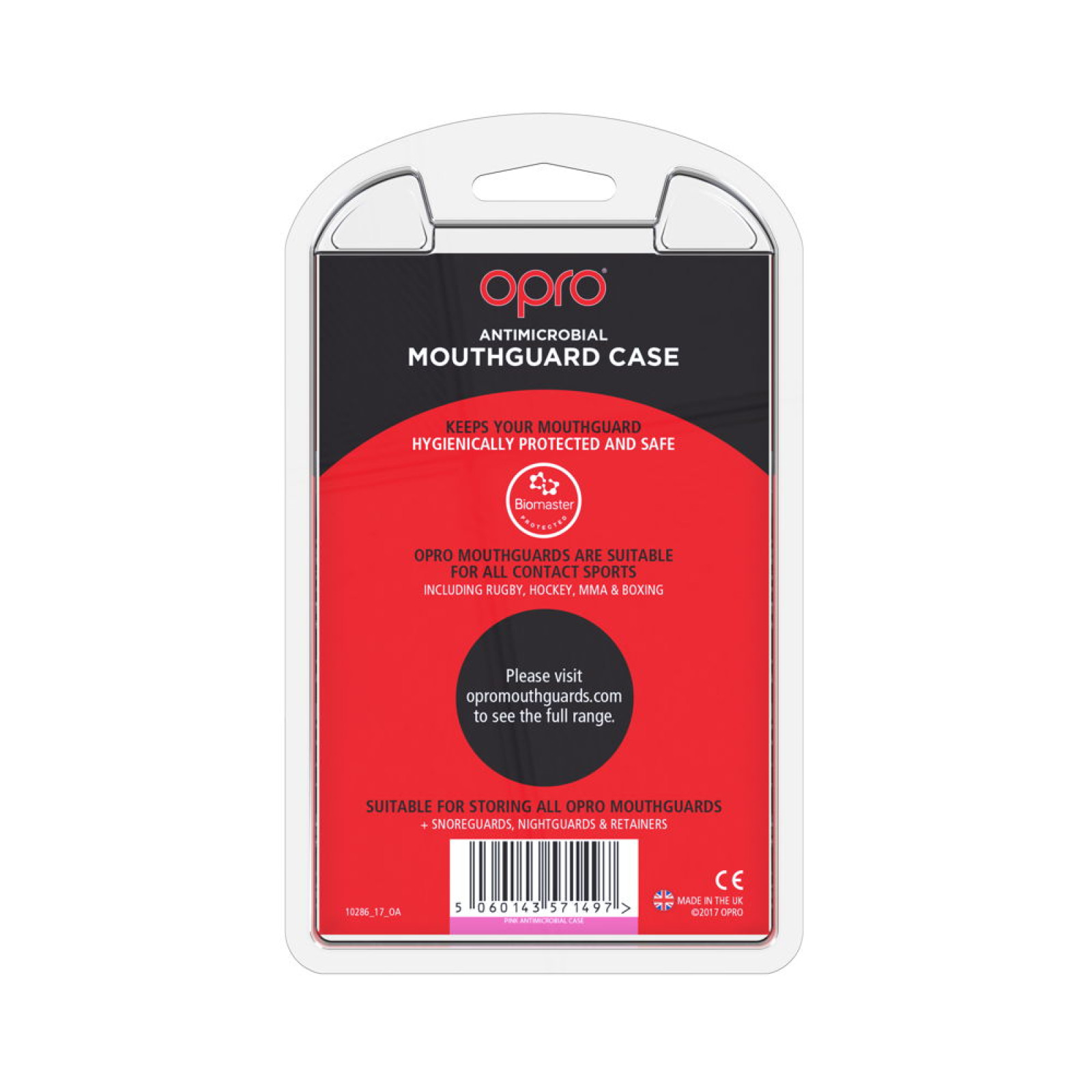 OPRO Self-Fit GEN4 Anti-Microbial Mouthguard Case - Pink - Back View