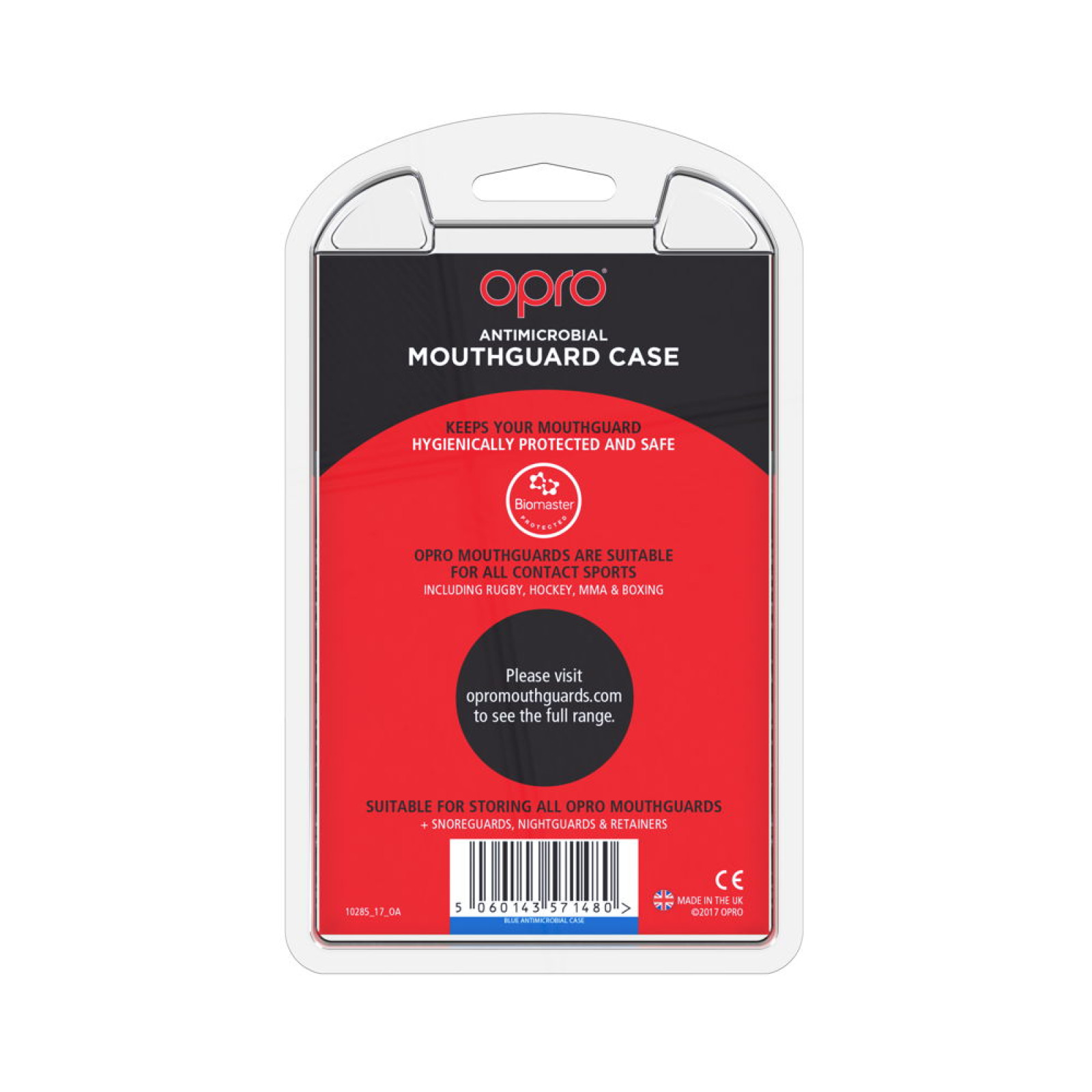 OPRO Self-Fit GEN4 Anti-Microbial Mouthguard Case - Blue - Back View