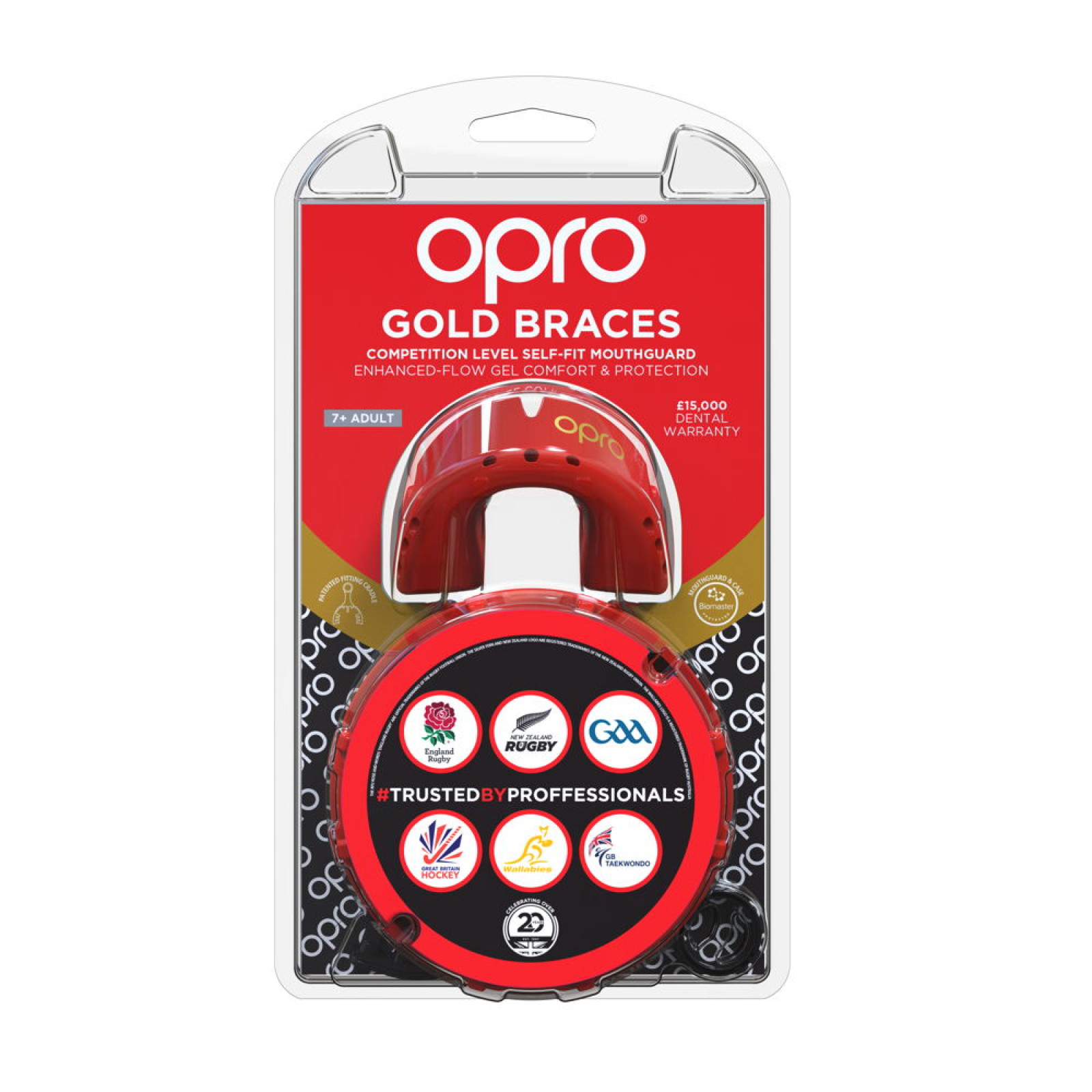 OPRO Self-Fit GEN4 Gold Braces Mundschutz - Rot/Perle - Side View