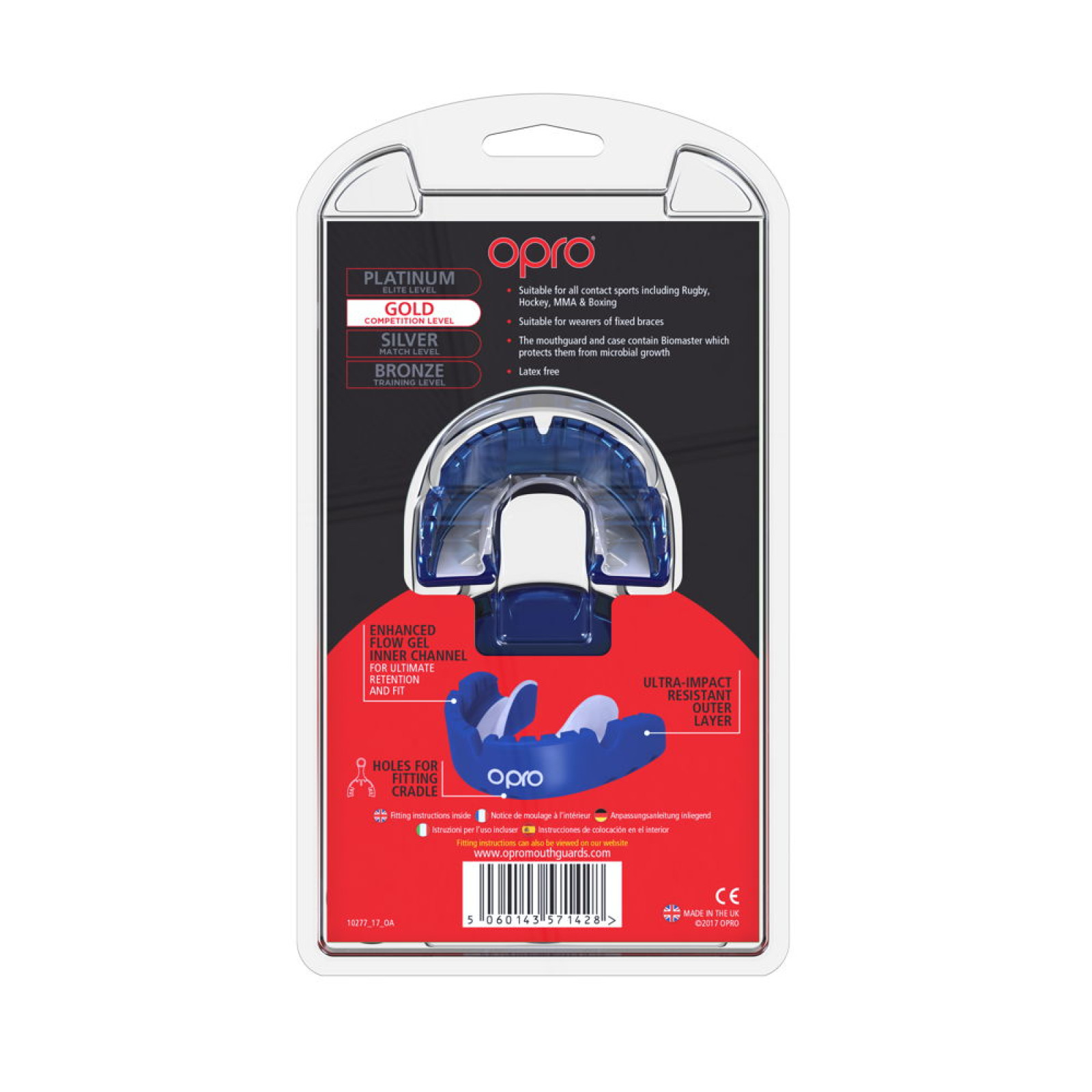 OPRO Self-Fit GEN4 Gold Braces Mouthguard -Pearl Blue/Pearl - OPRO Self-Fit GEN4 Gold Braces Mouthguard -Pearl Blue/Pearl - OPRO