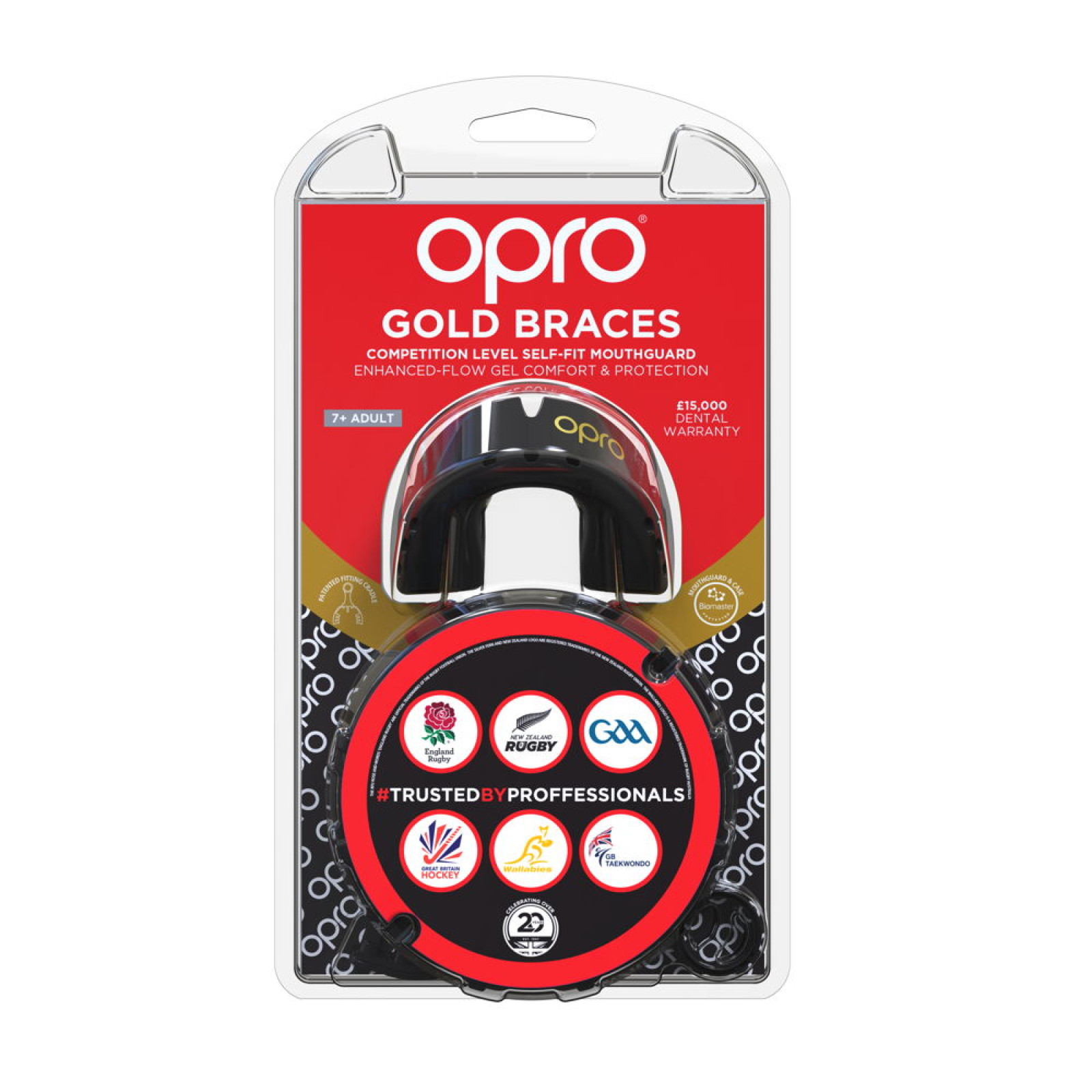 OPRO Self-Fit GEN4 Gold Braces Mouthguard - Black/Gold - OPRO Self-Fit GEN4 Gold Braces Mouthguard - Black/Gold - OPRO Self-Fit 
