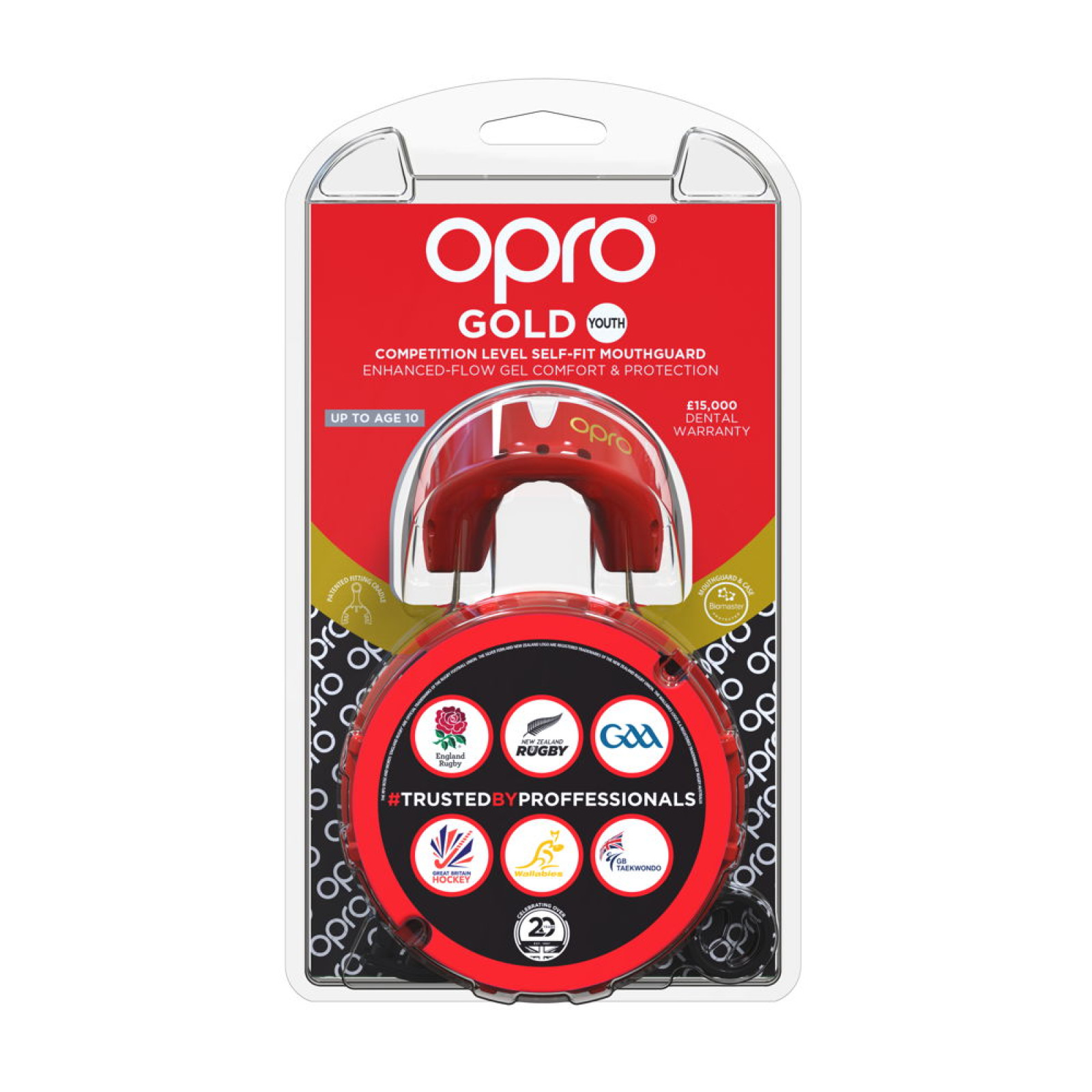 OPRO Self-Fit GEN4 Junior Gold Mouthguard - Red/Pearl - OPRO Self-Fit GEN4 Junior Gold Mouthguard - Red/Pearl - OPRO Self-Fit GE
