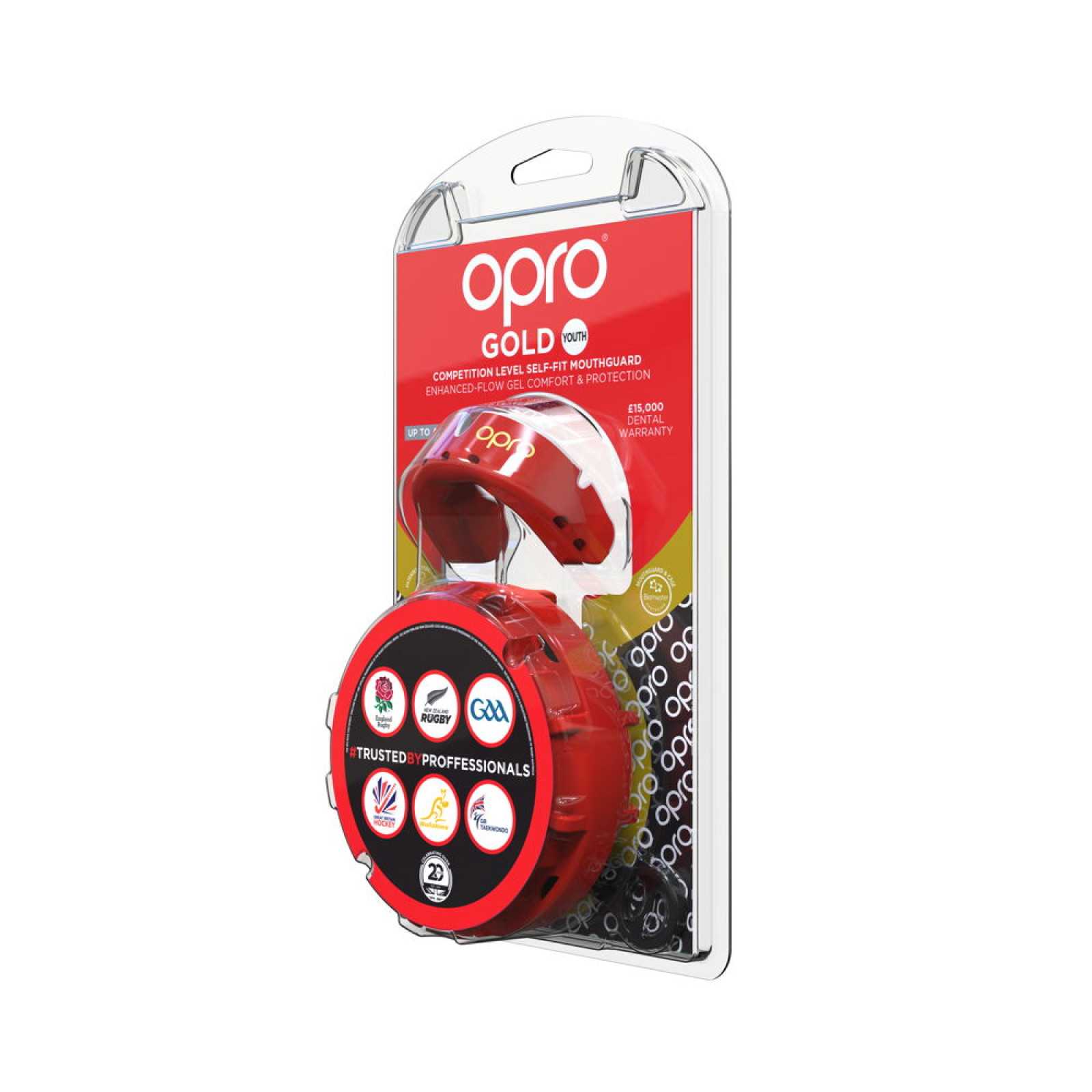 OPRO Self-Fit GEN4 Junior Gold Mouthguard - Red/Pearl - OPRO Self-Fit GEN4 Junior Gold Mouthguard - Red/Pearl - OPRO Self-Fit GE