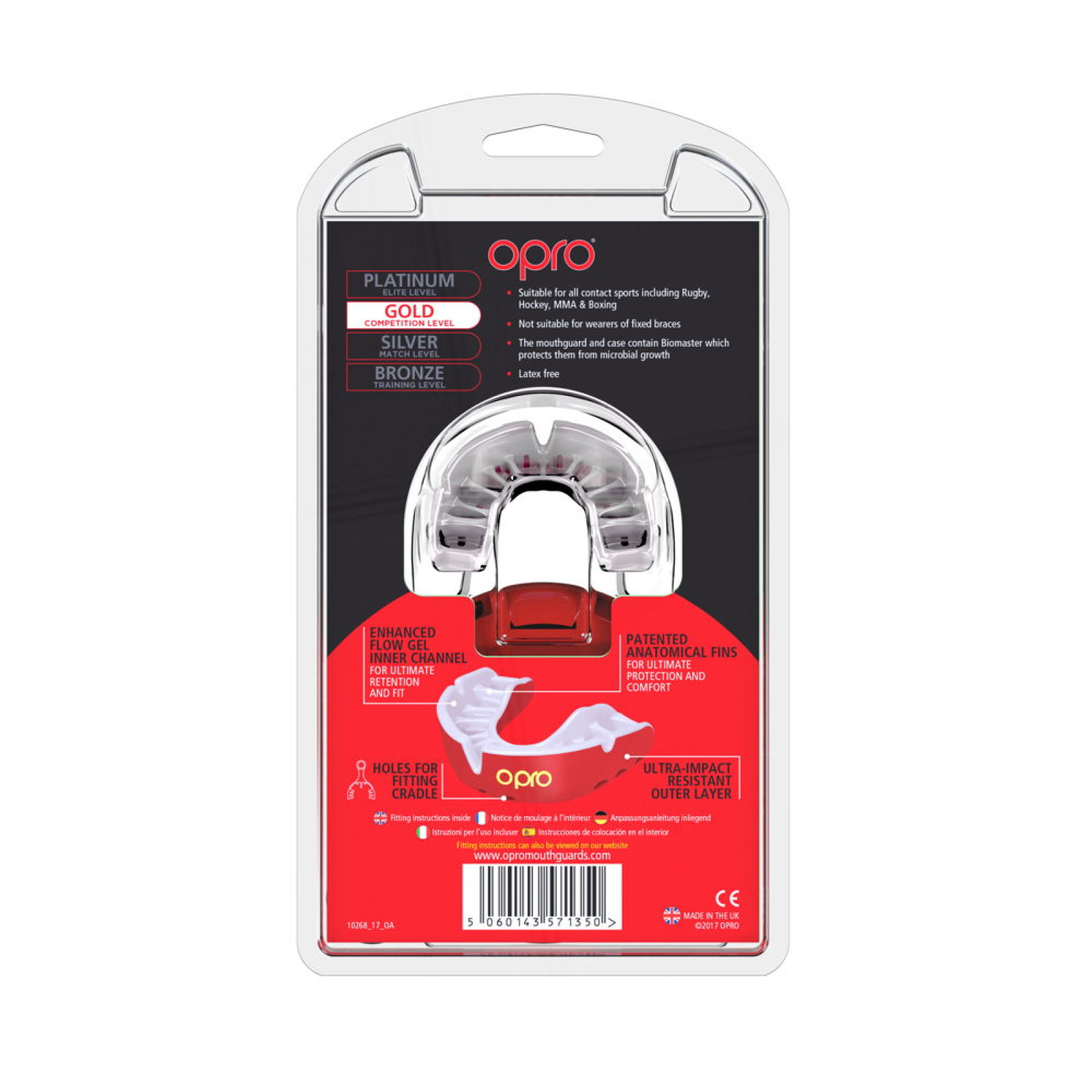 OPRO Self-Fit GEN4 Junior Gold Mouthguard - Red/Pearl - OPRO Self-Fit GEN4 Junior Gold Mouthguard - Red/Pearl - OPRO Self-Fit GE