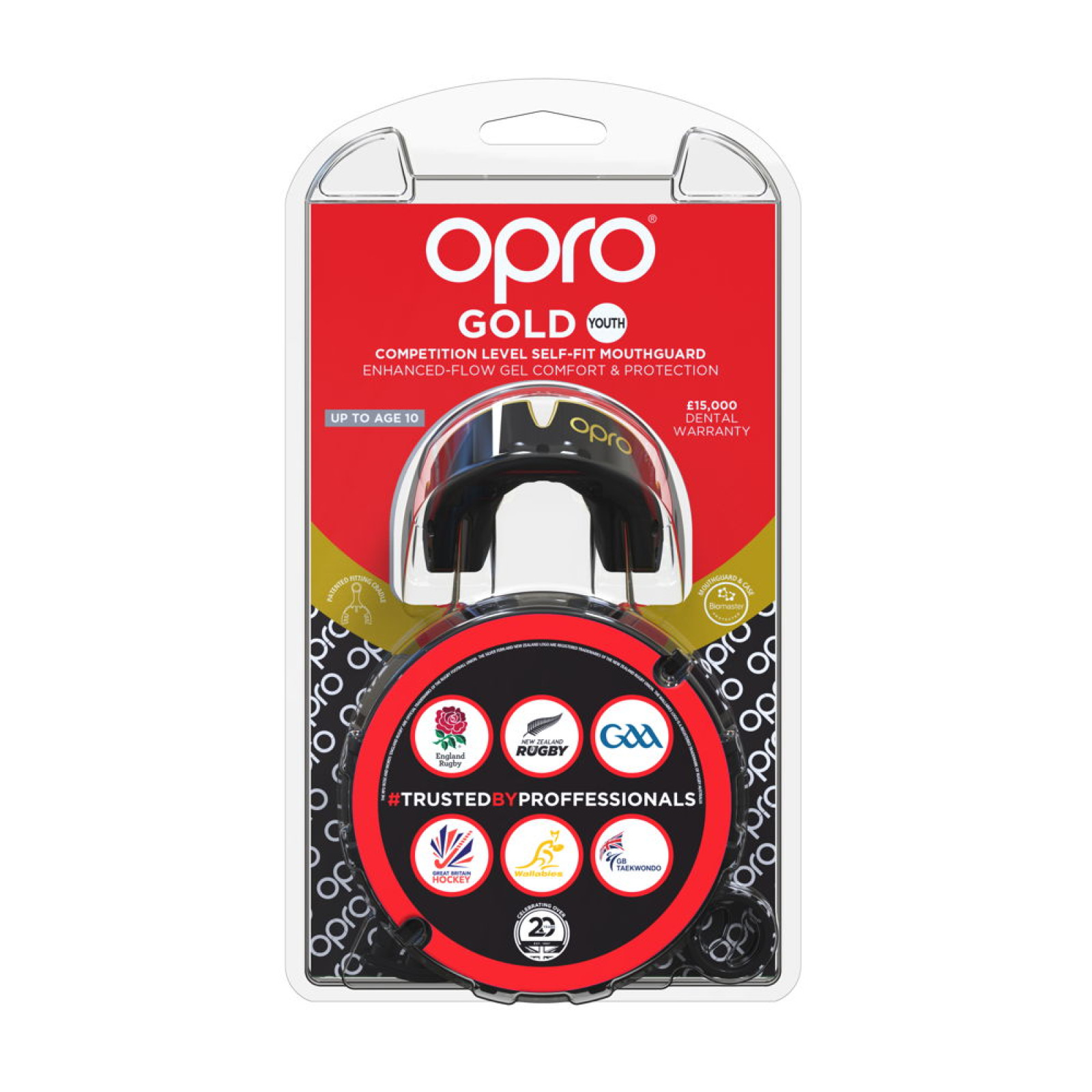 OPRO Self-Fit GEN4 Junior Gold Mouthguard - Black/Gold - OPRO Self-Fit GEN4 Junior Gold Mouthguard - Black/Gold - OPRO Self-Fit 