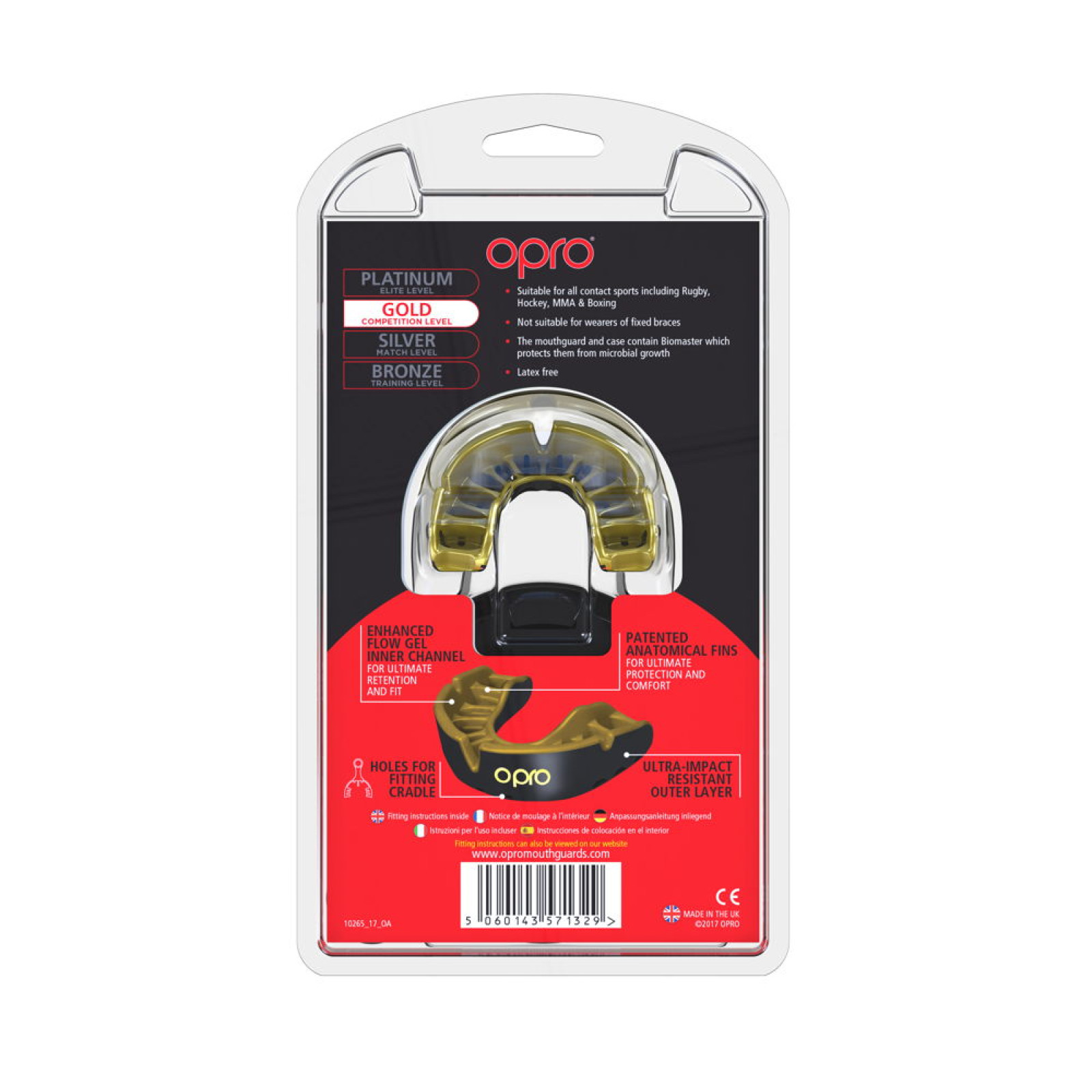OPRO Self-Fit GEN4 Junior Gold Mouthguard - Black/Gold - OPRO Self-Fit GEN4 Junior Gold Mouthguard - Black/Gold - OPRO Self-Fit 