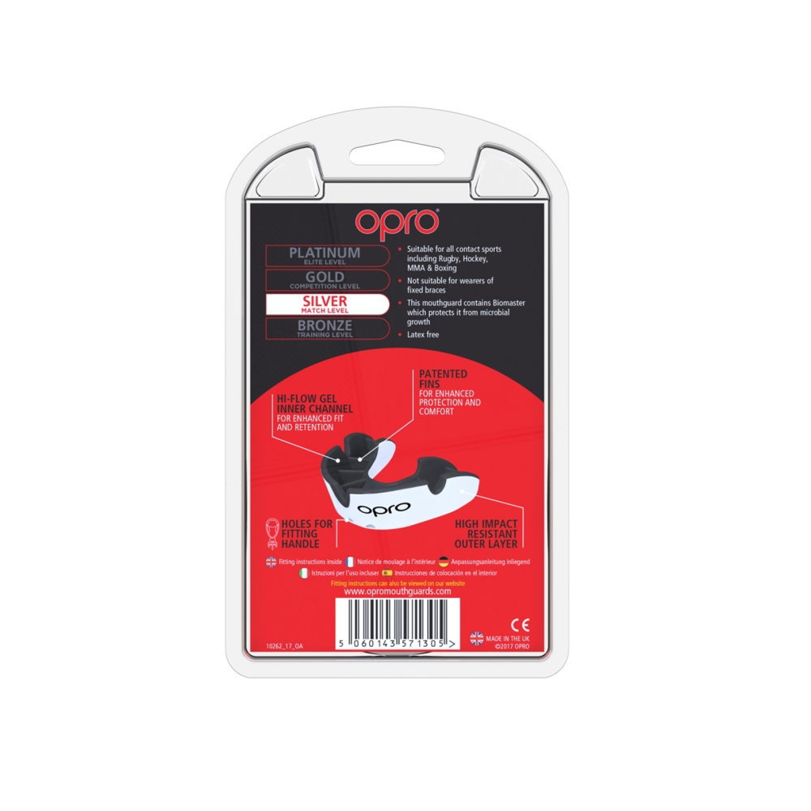 OPRO Self-Fit GEN4 Junior Silver Mouthguard - White/Black - OPRO Self-Fit GEN4 Junior Silver Mouthguard - White/Black - OPRO Sel
