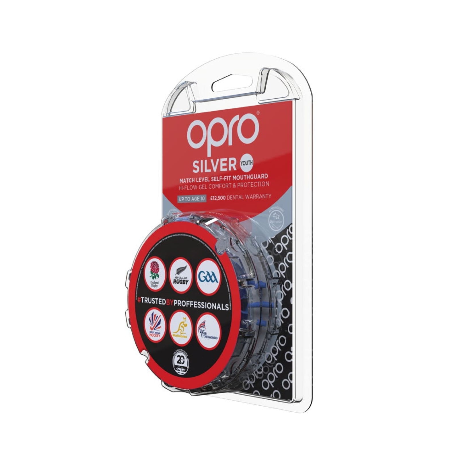OPRO Self-Fit GEN4 Junior Silver Mouthguard - Blue/Light Blue - Side View