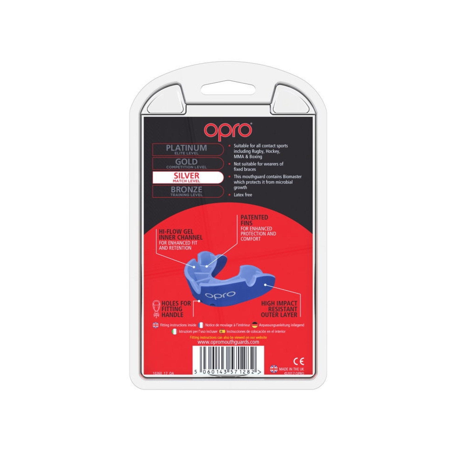 Protector bucal OPRO Self-Fit GEN4 Junior Plateado - Azul/Azul Claro - Protector bucal OPRO Self-Fit GEN4 Junior Plateado - Azul