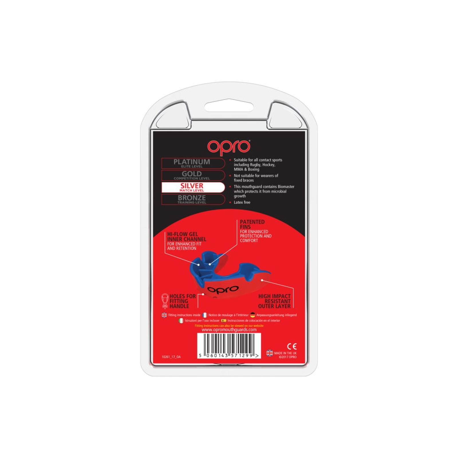 OPRO Self-Fit GEN4 Silver Mouthguard - Red/Blue - OPRO Self-Fit GEN4 Silver Mouthguard - Red/Blue - OPRO Self-Fit GEN4 Silver Mo