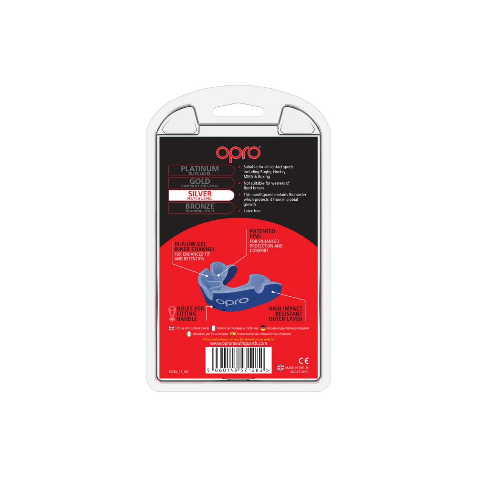 OPRO Self-Fit GEN4 Silver Mouthguard - Blue/Light Blue - OPRO Self-Fit GEN4 Silver Mouthguard - Blue/Light Blue - OPRO Self-Fit 