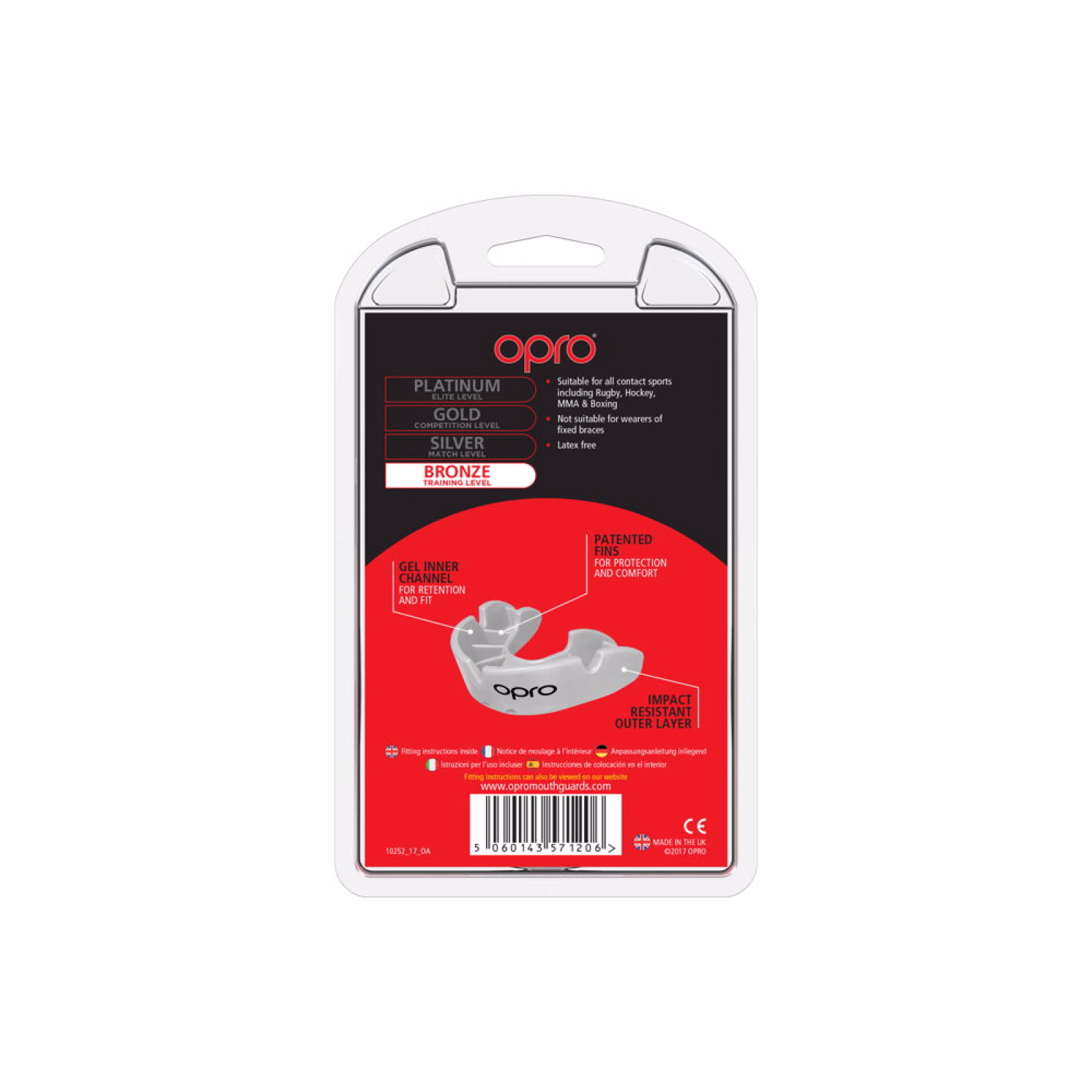 OPRO Self-Fit GEN4 Bronze Mouthguard - White - Side View