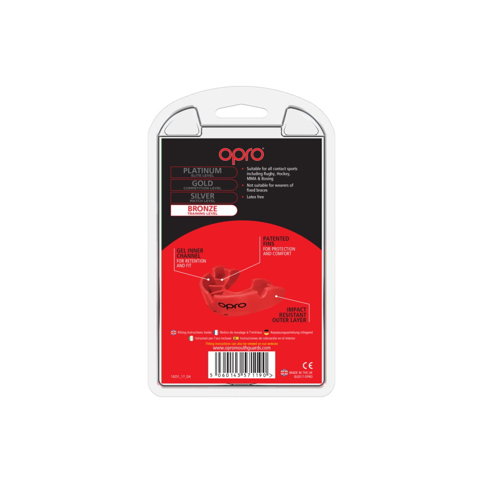 OPRO Self-Fit GEN4 Bronze Mouthguard - Red - OPRO Self-Fit GEN4 Bronze Mouthguard - Red - OPRO Self-Fit GEN4 Bronze Mouthguard -