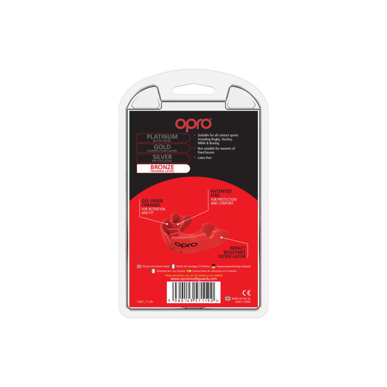 Protector bucal OPRO Self-Fit GEN4 de bronce - Rojo - Protector bucal OPRO Self-Fit GEN4 de bronce - Rojo - Protector bucal OPRO