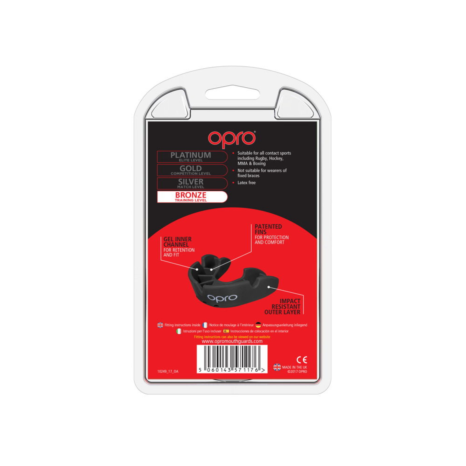 OPRO Self-Fit GEN4 Junior Bronze Mouthguard - Black - Side View