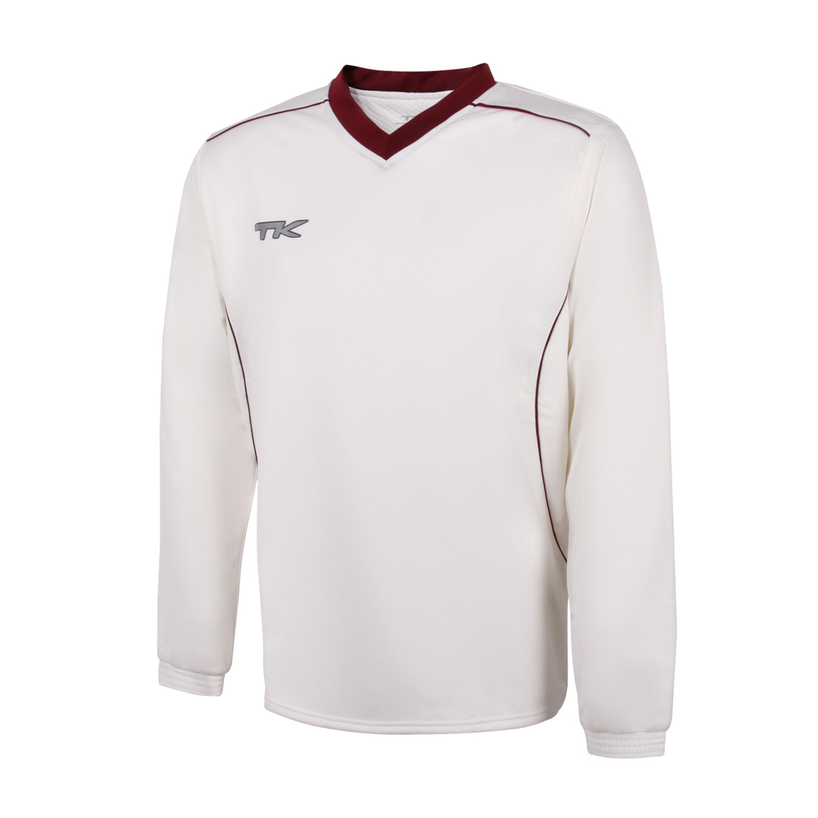 TK Long Sleeve Cricket Sweater - Maroon Trim - Image 1 of 2