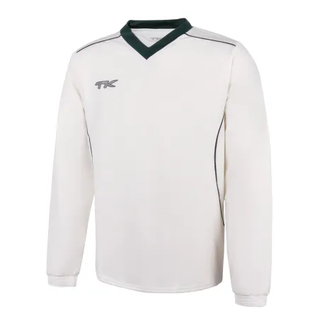 TK Long Sleeve Cricket Sweater - Green Trim - TK Long Sleeve Cricket Sweater - Green Trim - TK Long Sleeve Cricket Sweater - Gre